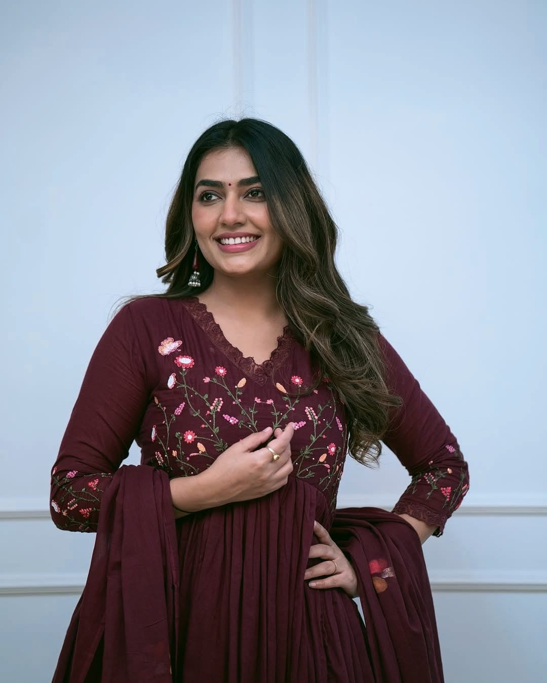 Floral Embroidered Anarkali Set with Dupatta – Effortless Festive Charm