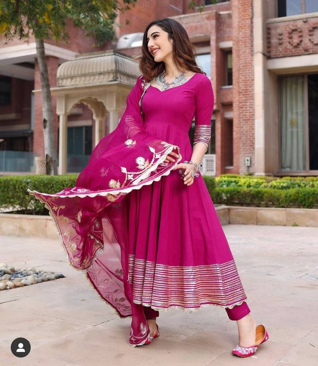 Magenta Anarkali Suit with Gota Patti Detailing