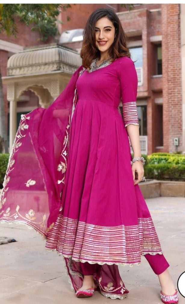 Magenta Anarkali Suit with Gota Patti Detailing