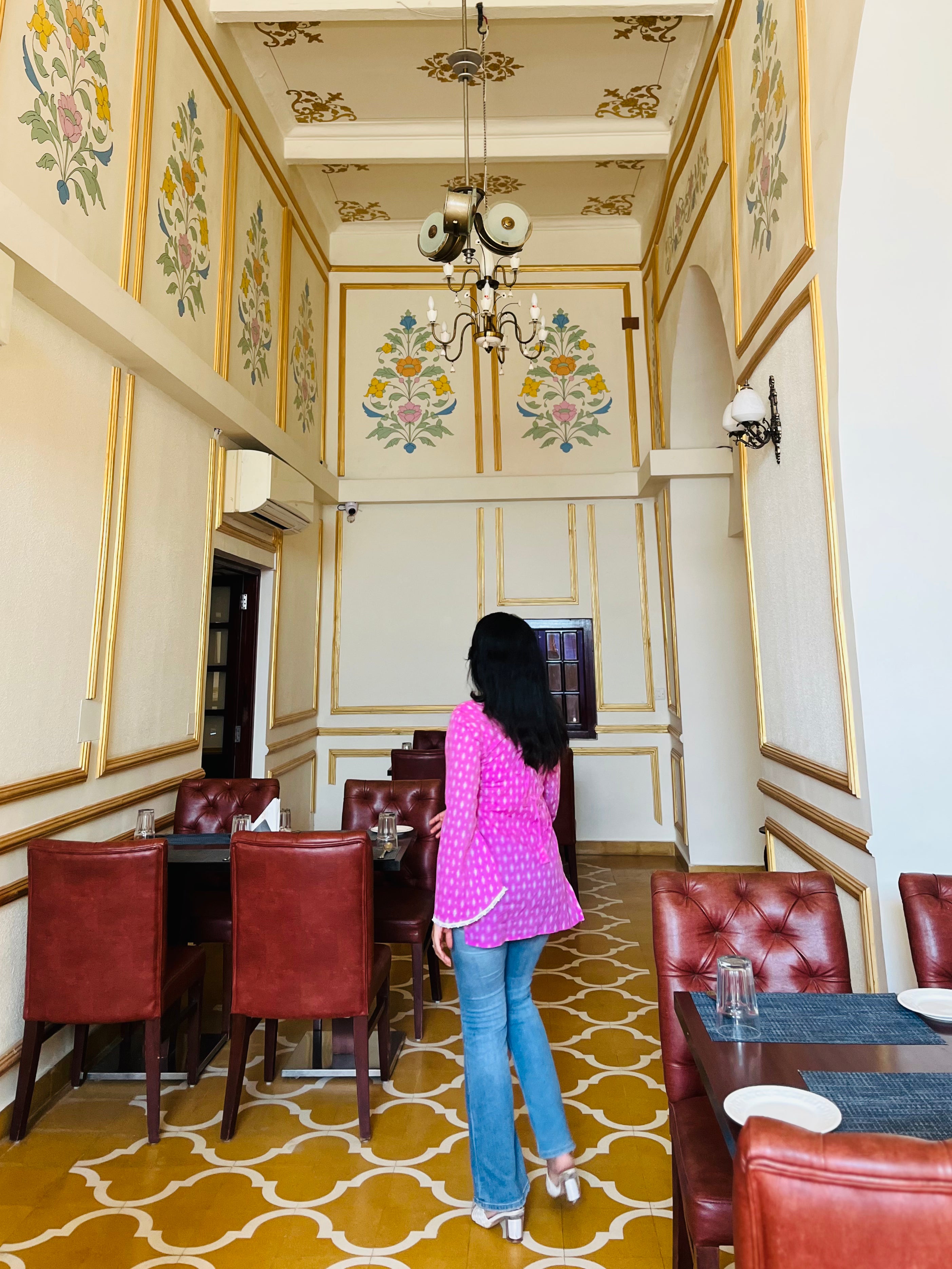 Pink Printed Short Kurti with Bell Sleeves