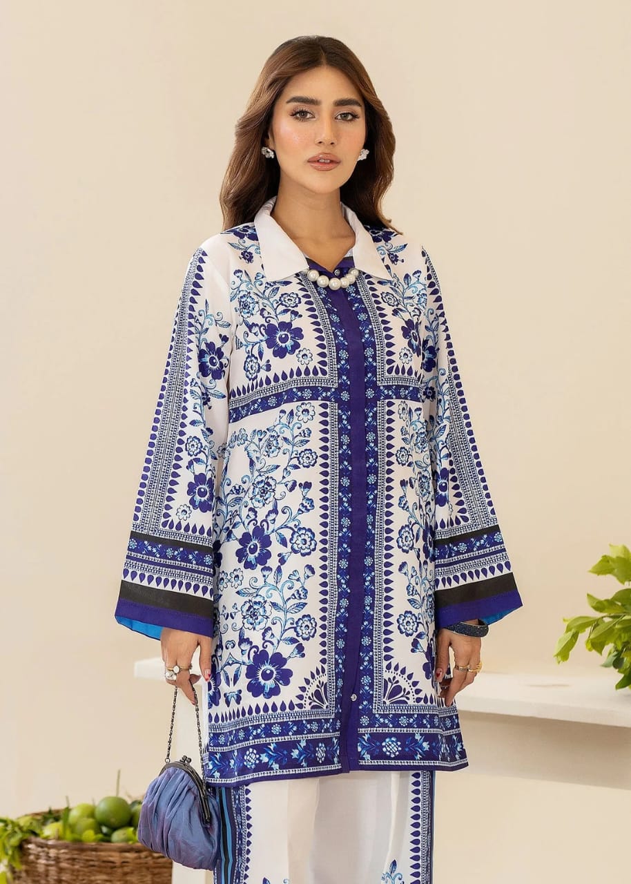 Blue & White Printed Co-ord Set – Contemporary Ethnic Charm