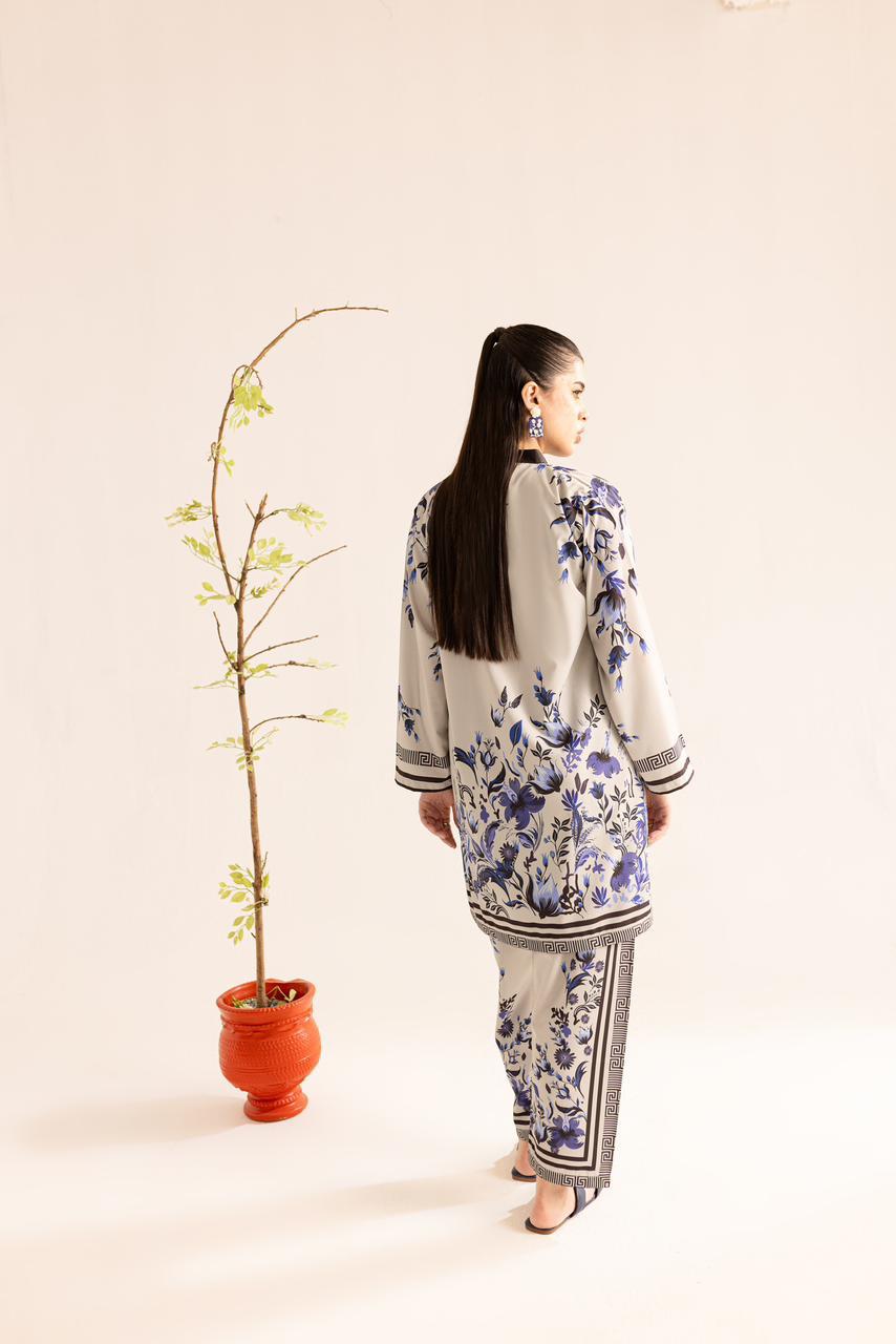 Blue & White Printed Co-ord Set – Contemporary Ethnic Charm