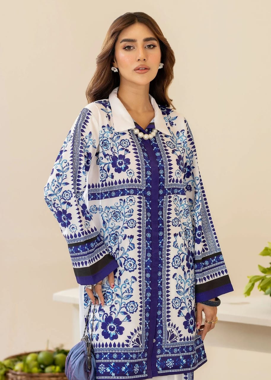 Blue & White Printed Co-ord Set – Contemporary Ethnic Charm
