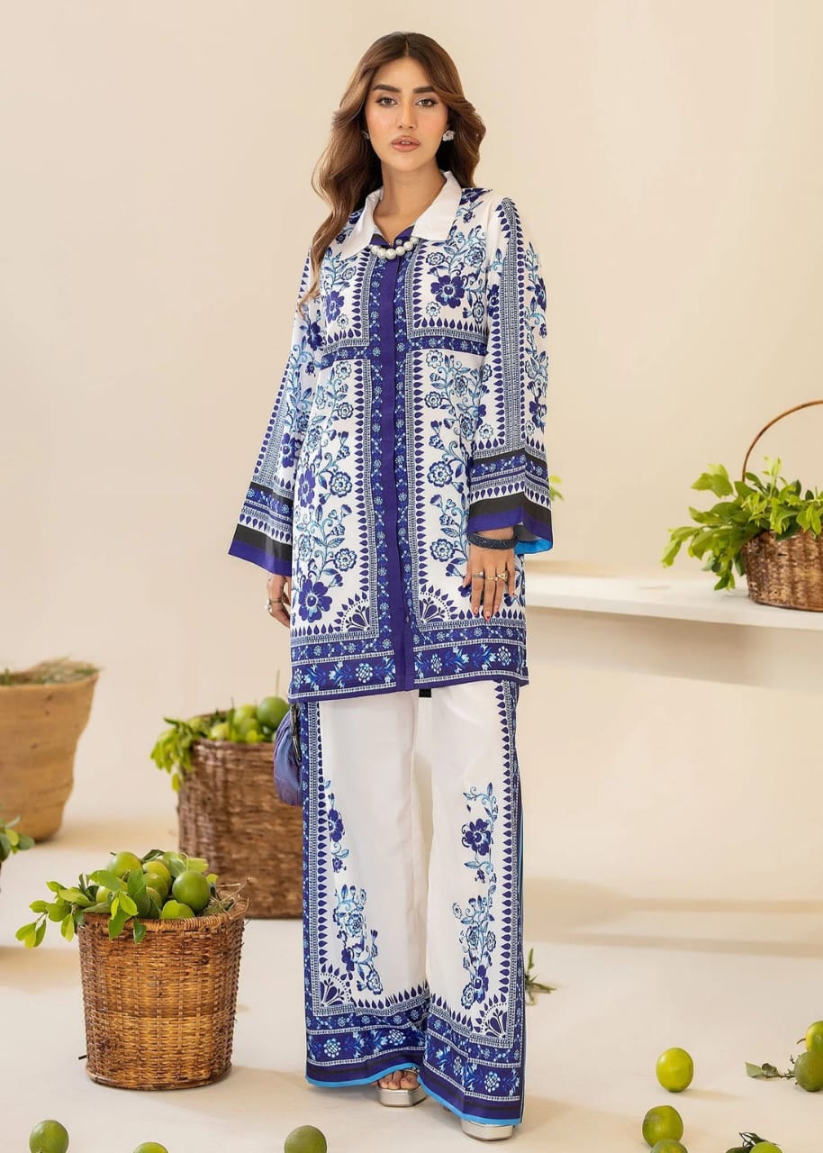 Blue & White Printed Co-ord Set – Contemporary Ethnic Charm