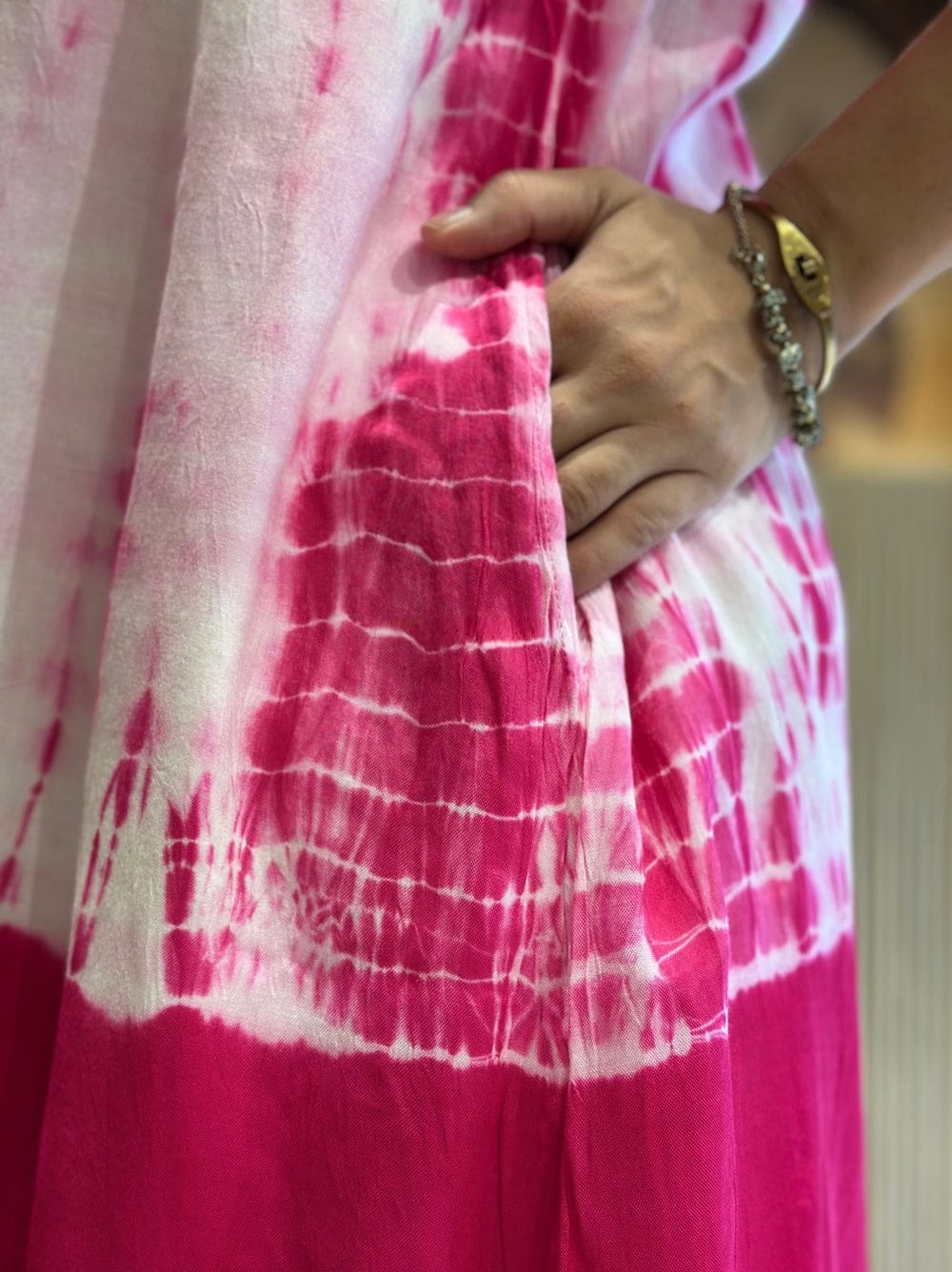 Pink & White Tie-Dye Kurta Set
