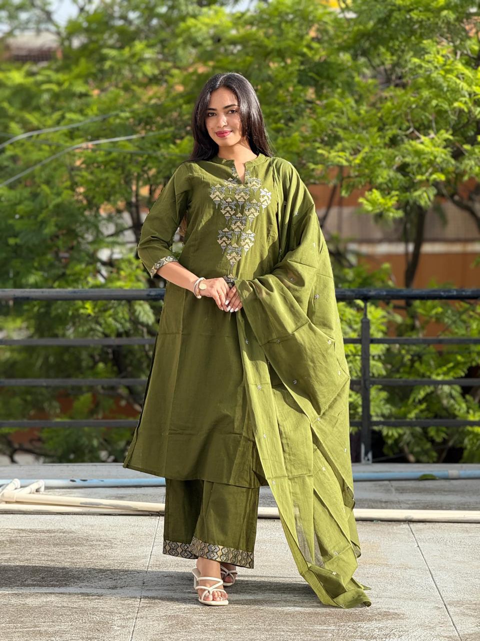 Embroidered Kurta Set with Dupatta