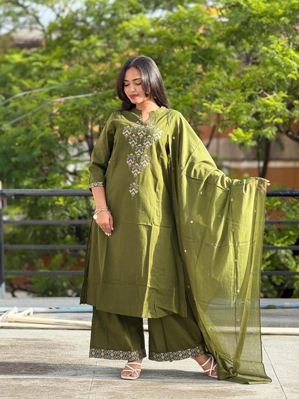 Embroidered Kurta Set with Dupatta