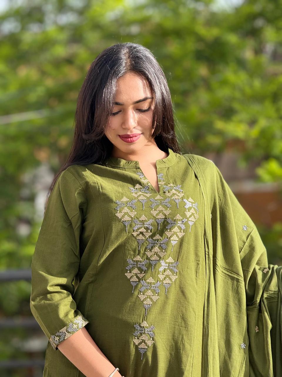Embroidered Kurta Set with Dupatta