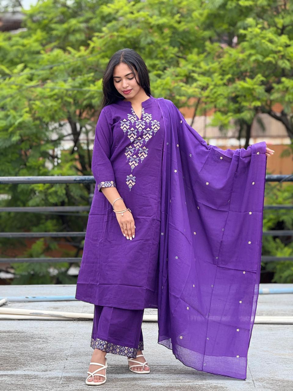 Embroidered Kurta Set with Dupatta