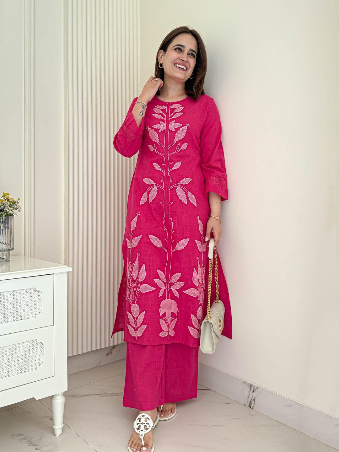 Embroidered Straight Kurta Set with Pants