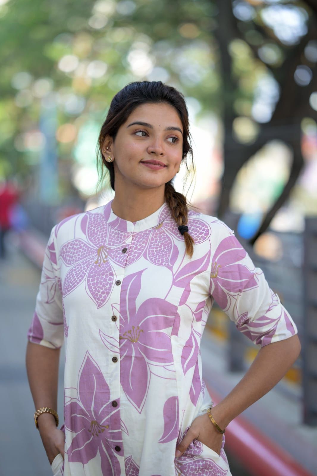 Floral Button-Down Kurta with Matching Pants