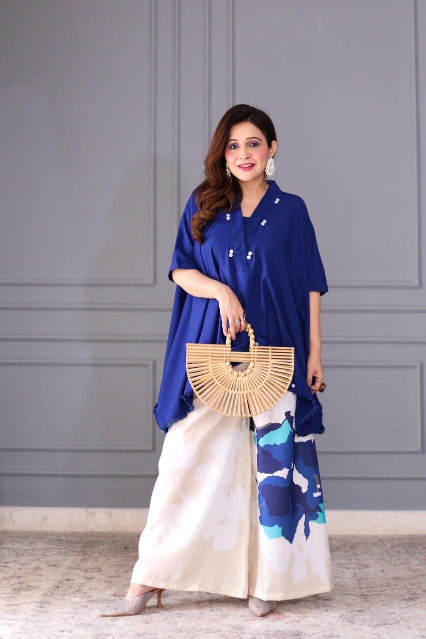 Abstract Pattern Oversized Tunic & Wide-Leg Pant Set