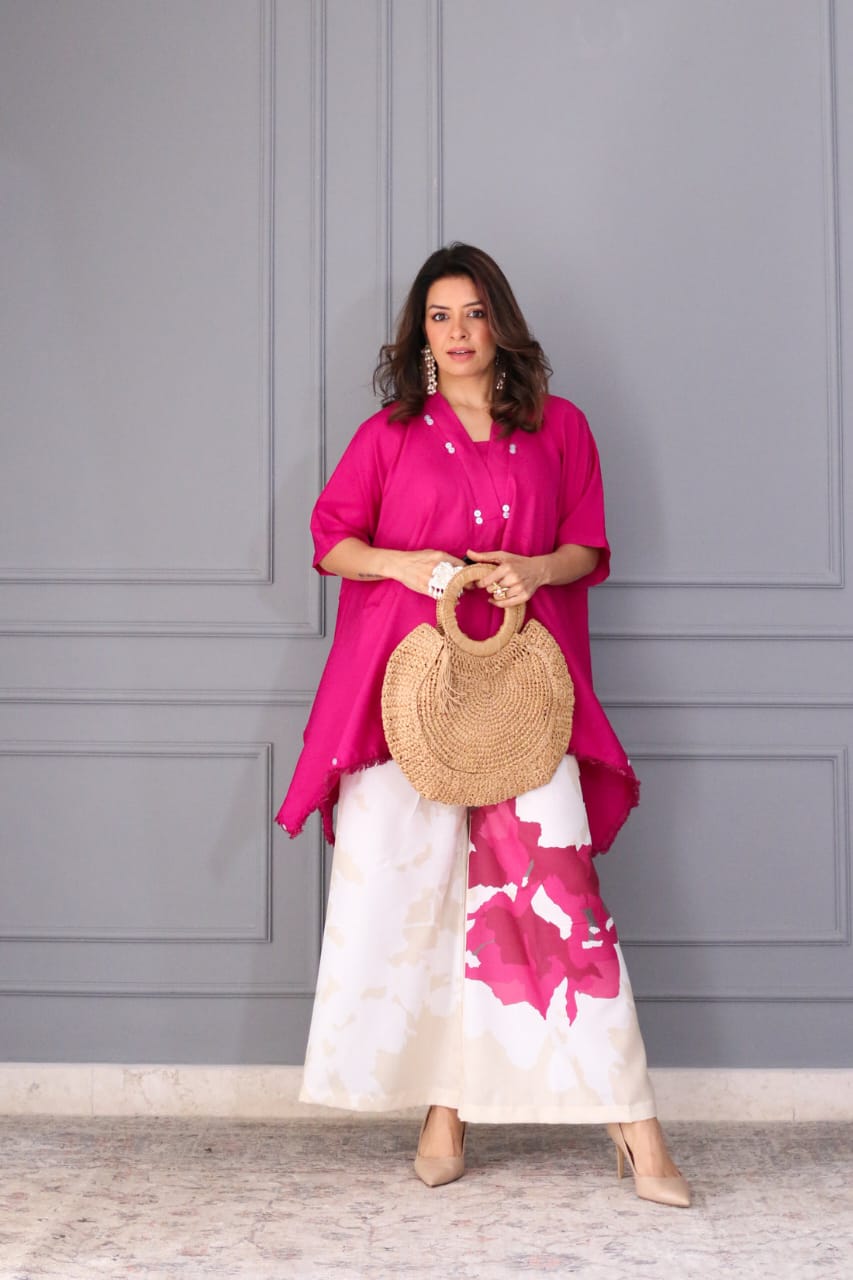 Abstract Pattern Oversized Tunic & Wide-Leg Pant Set