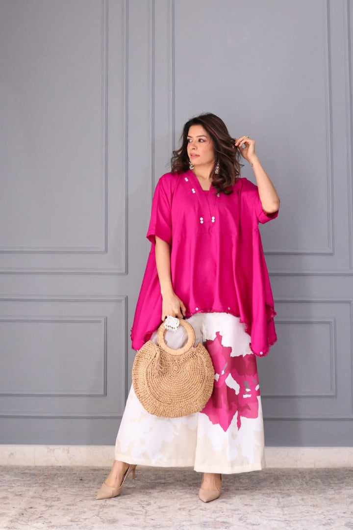 Abstract Pattern Oversized Tunic & Wide-Leg Pant Set