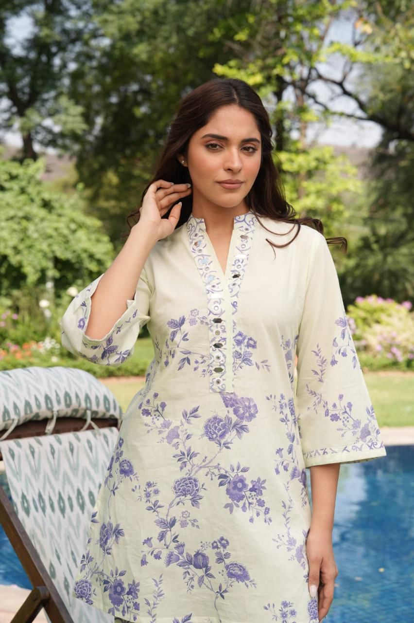 Floral Printed Kurta with Wide-Leg Pants