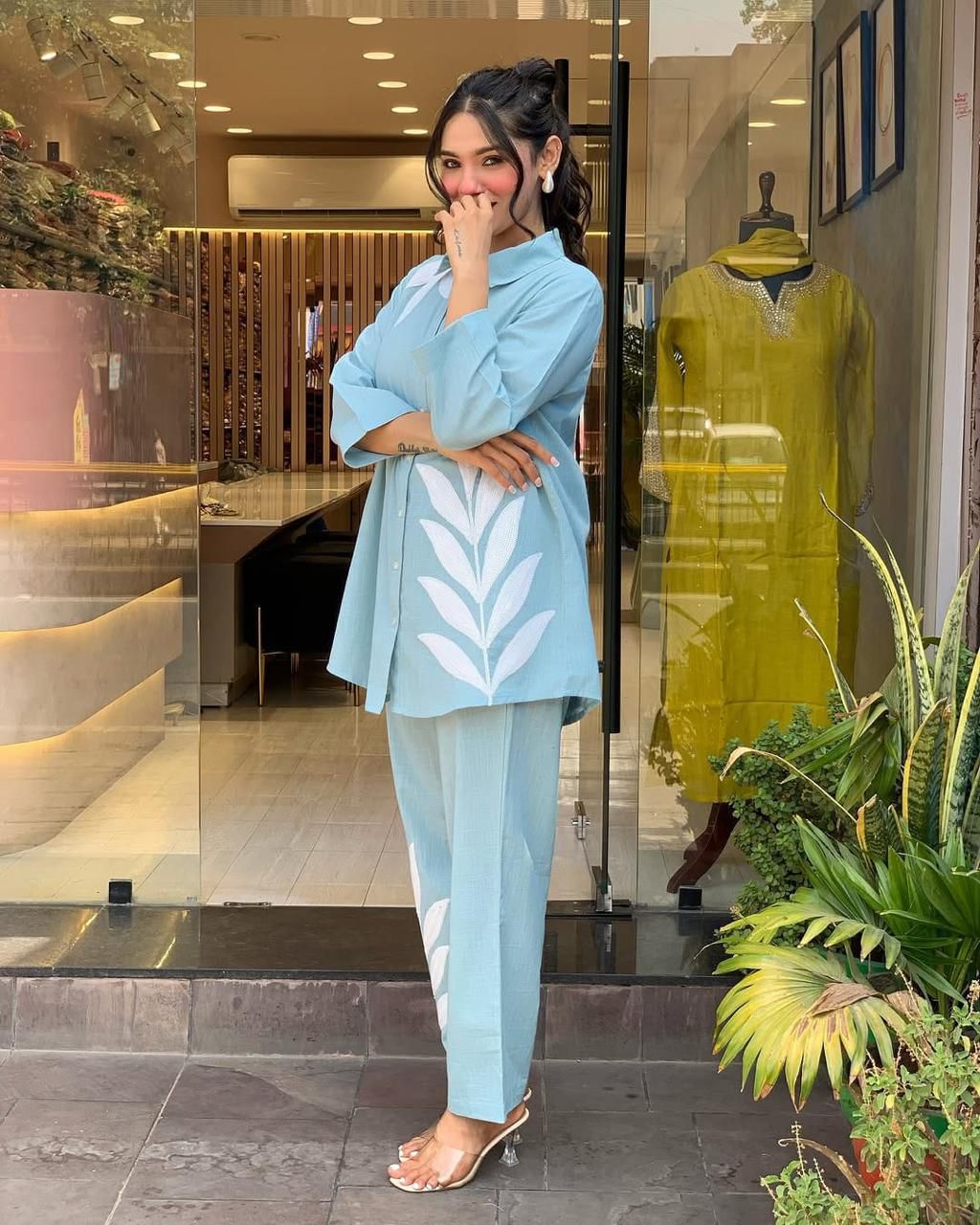 Leaf Motif Oversized Co-ord Set