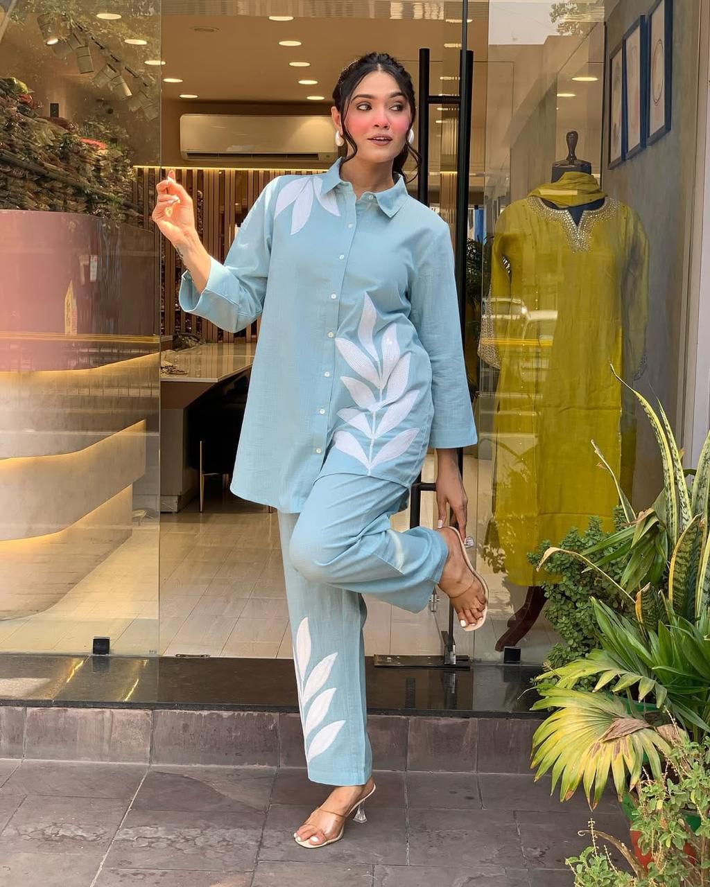 Leaf Motif Oversized Co-ord Set