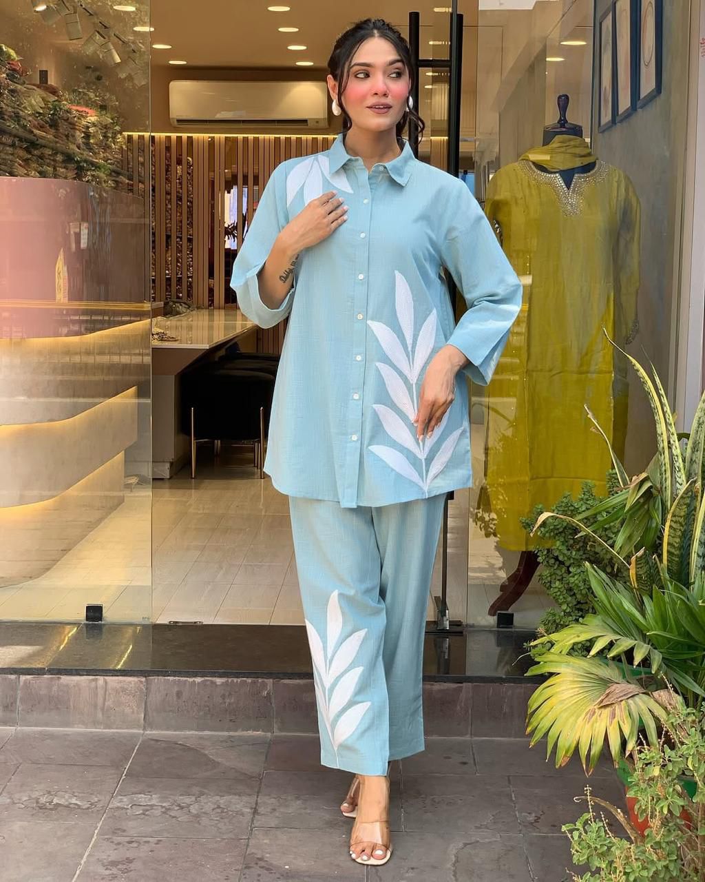 Leaf Motif Oversized Co-ord Set