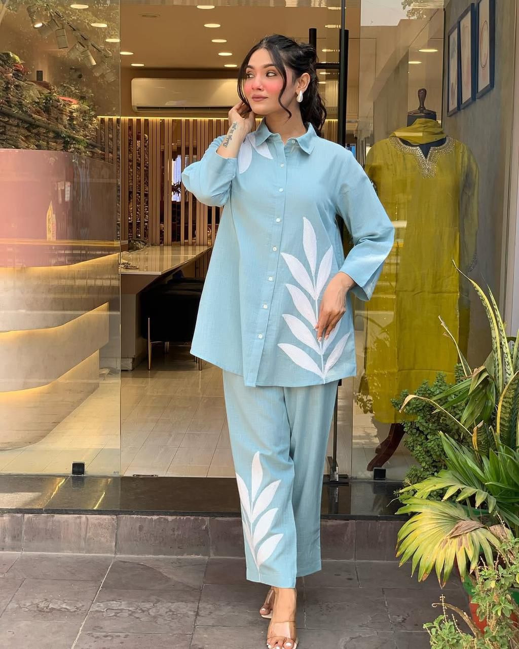 Leaf Motif Oversized Co-ord Set