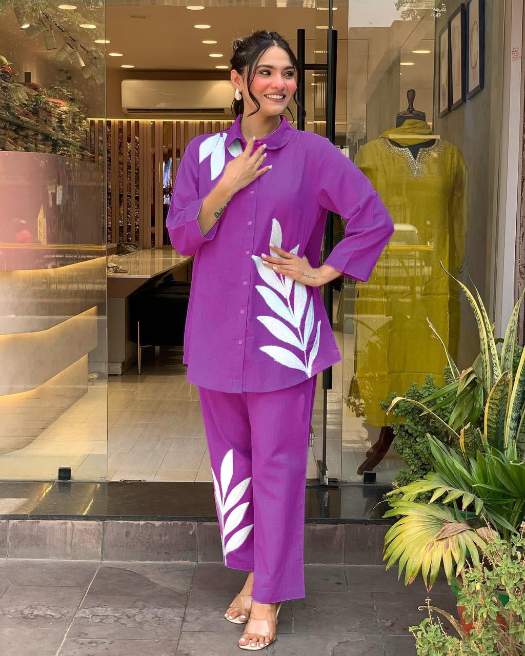 Leaf Motif Oversized Co-ord Set