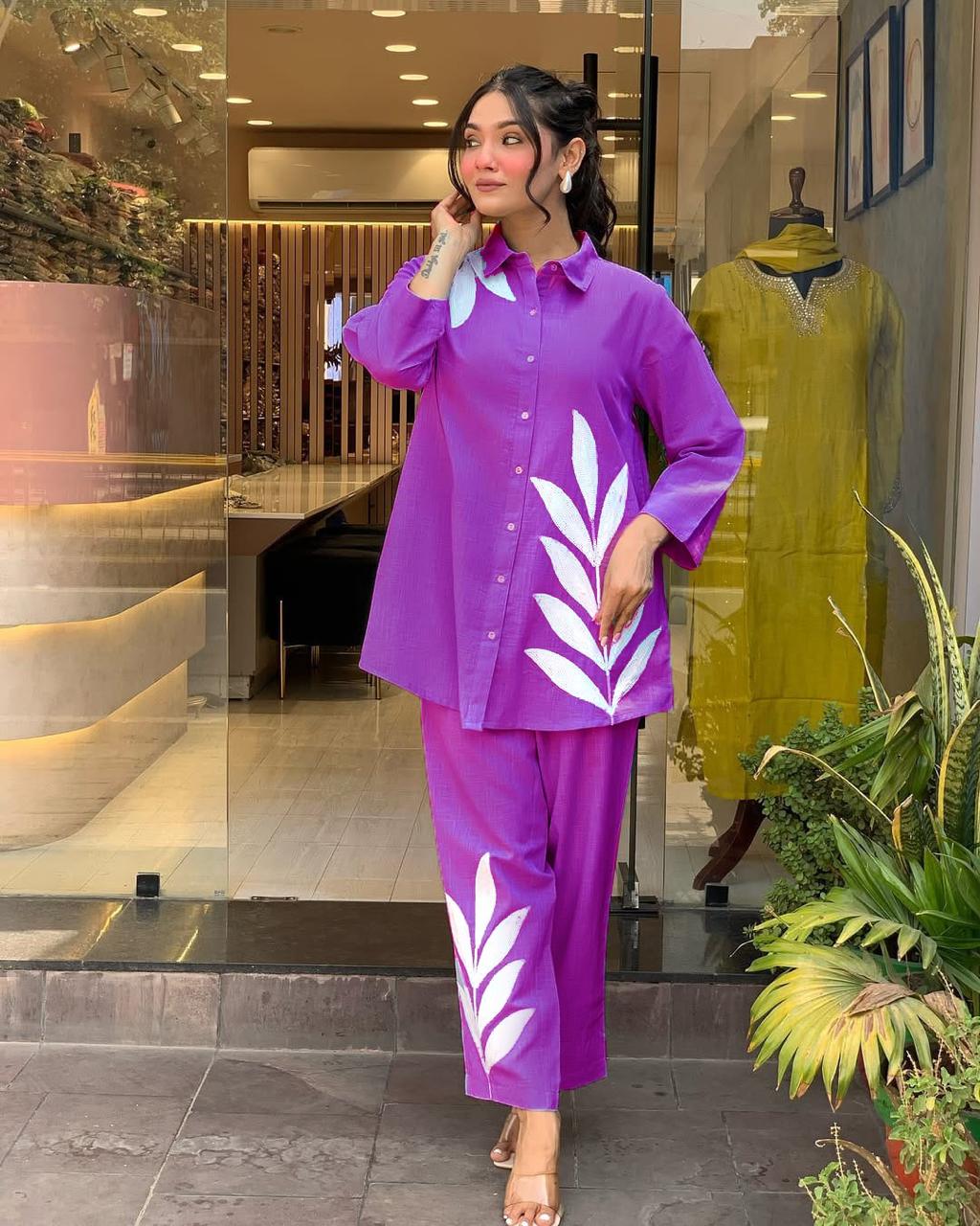 Leaf Motif Oversized Co-ord Set