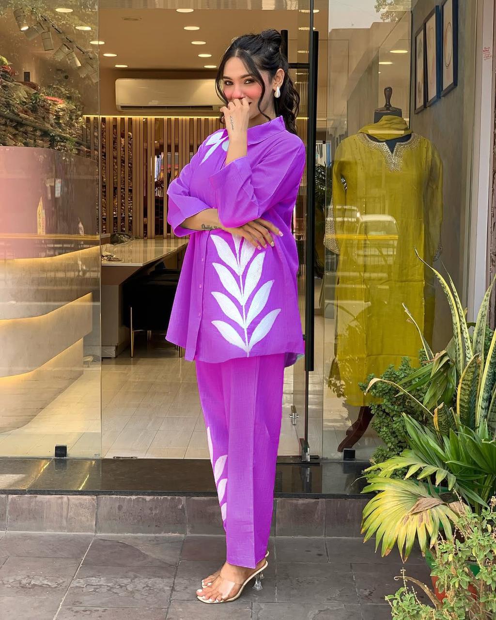 Leaf Motif Oversized Co-ord Set