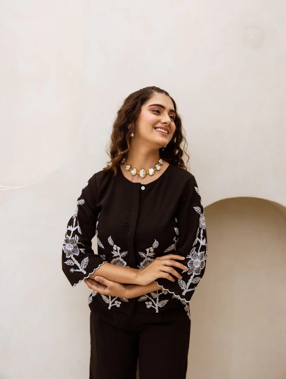 Elegant Black Embroidered Co-ord Set