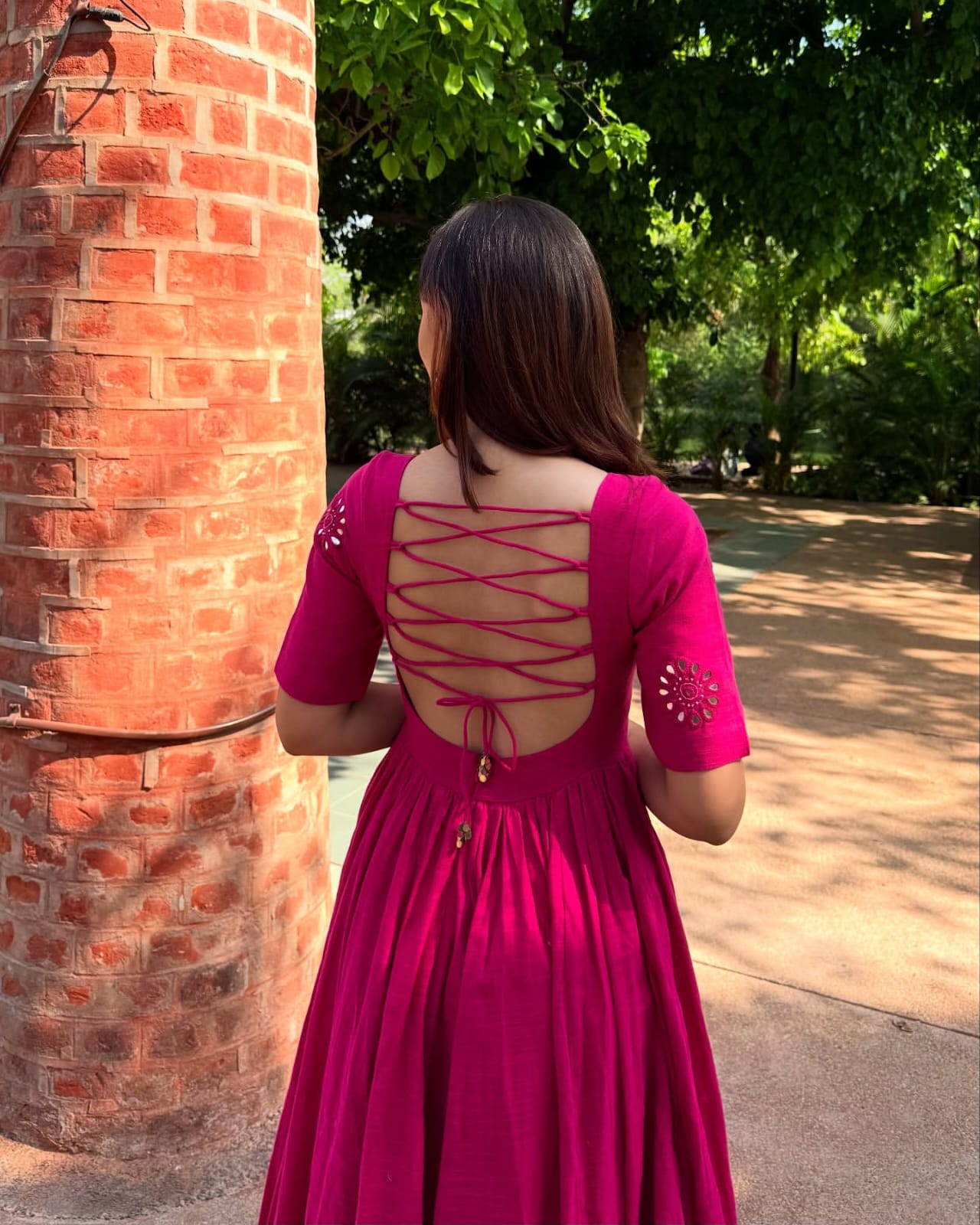 Flowy Anarkali Kurta Set with Mirror Work Detailing