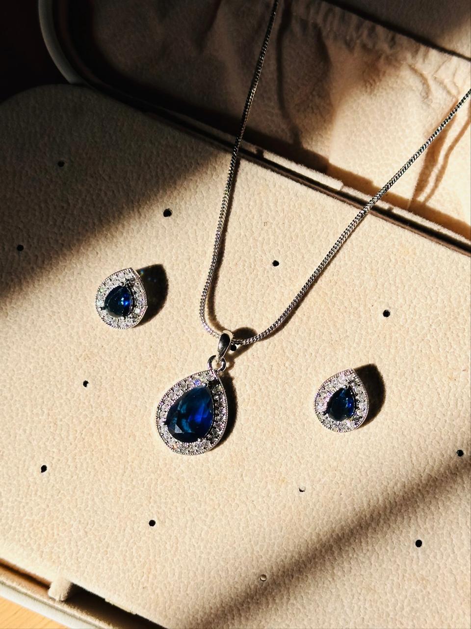 Teardrop Crystal Pendant & Stud Earring Set