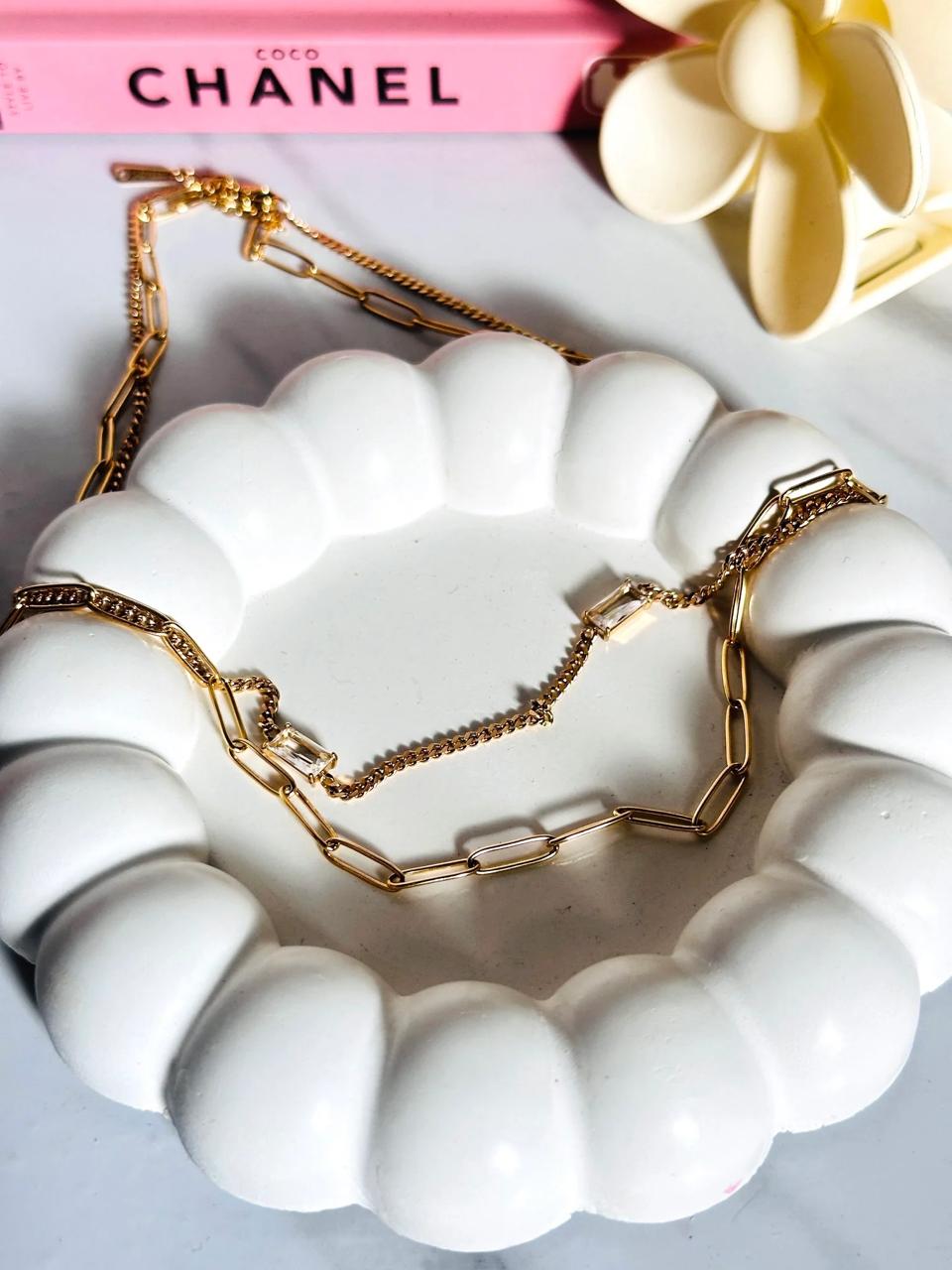 Layered Double-Chained Golden Necklace