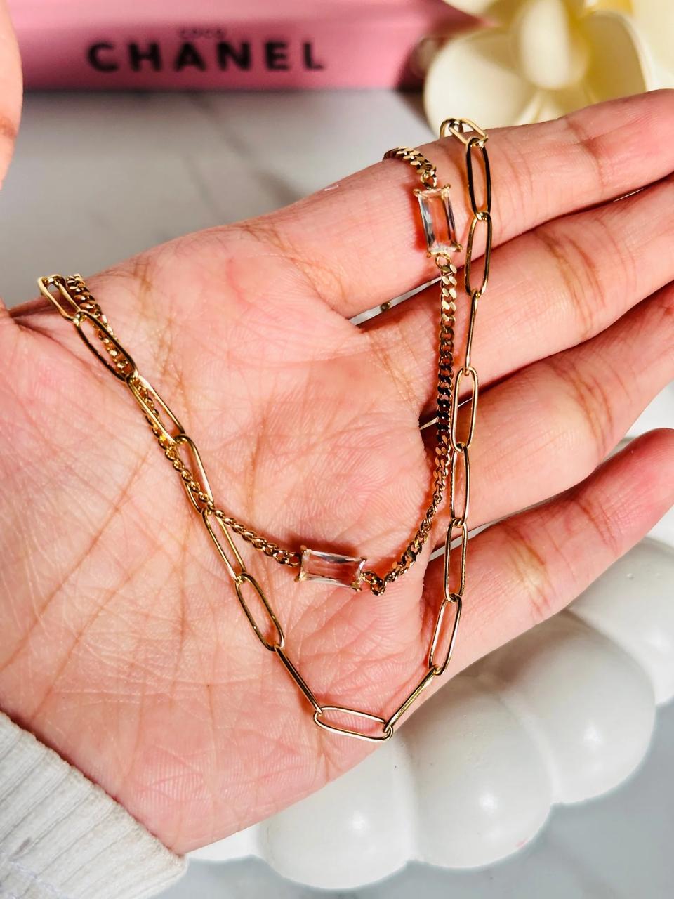 Layered Double-Chained Golden Necklace