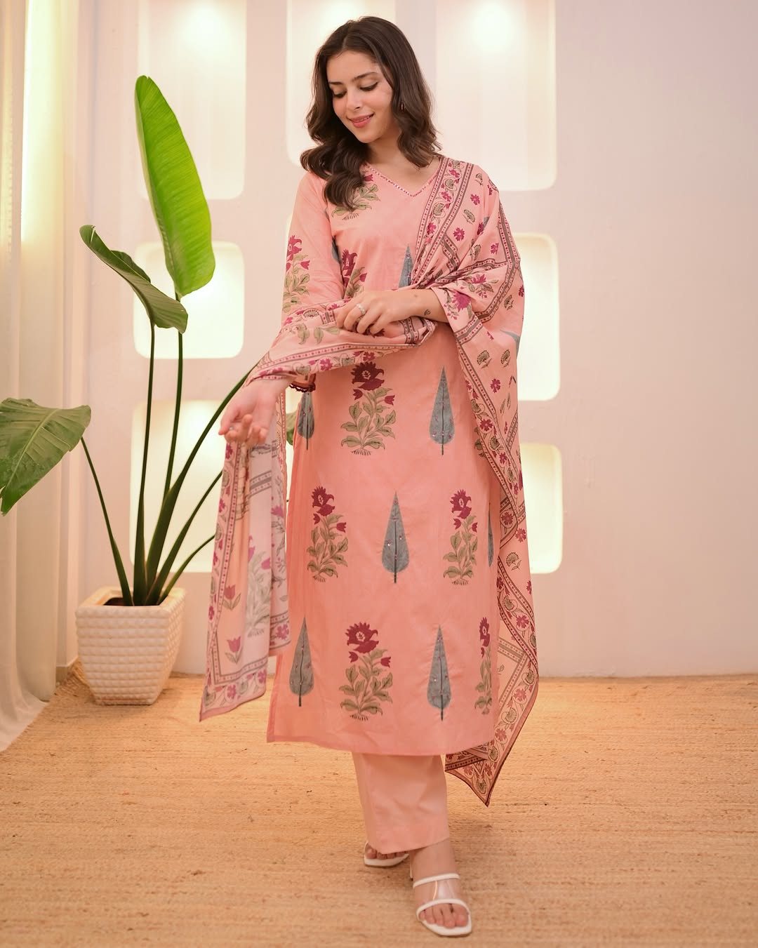 Elegant Printed Straight Kurta Set with Dupatta