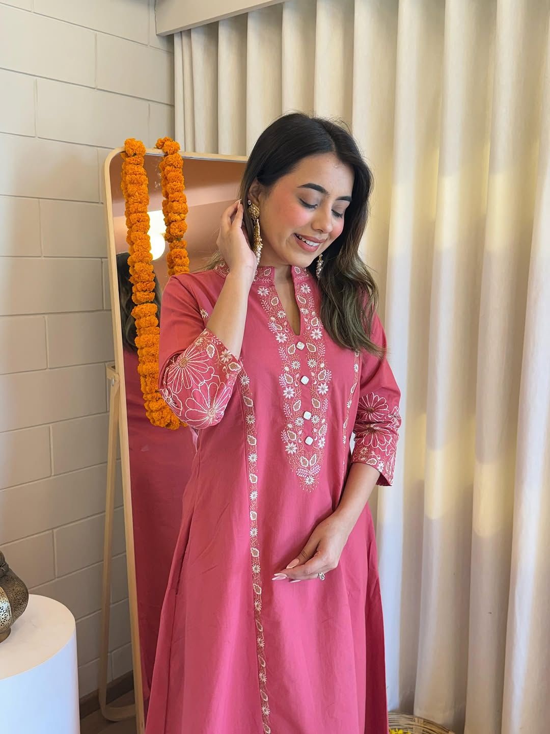Embroidered A-Line Kurta Set