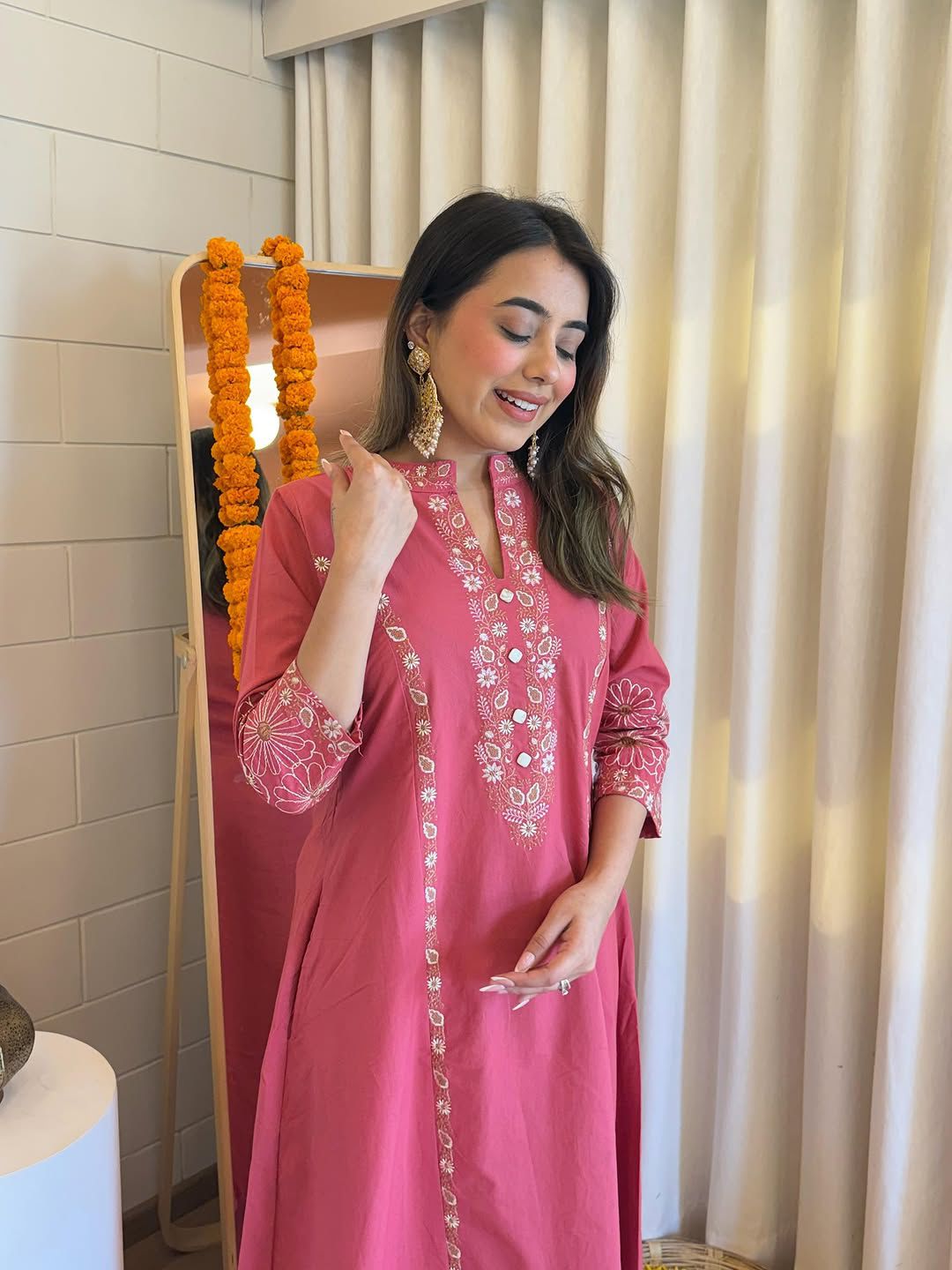 Embroidered A-Line Kurta Set