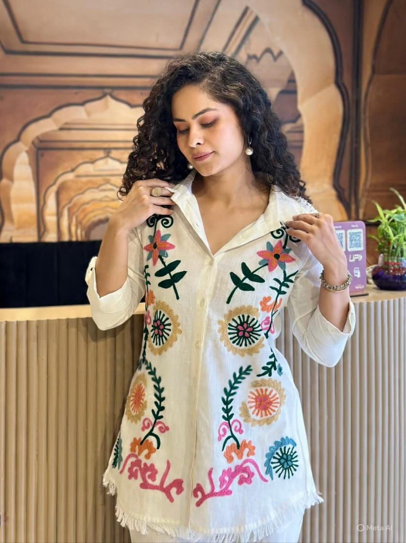 Elegant White Embroidered Co-ord Set