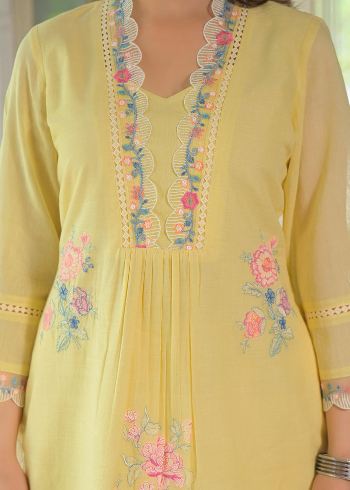 Floral Embroidered Kurta Set with Palazzo
