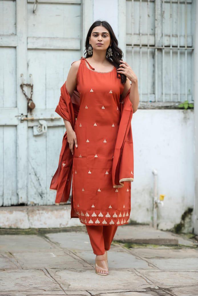 The Rust Orange Kurta Set