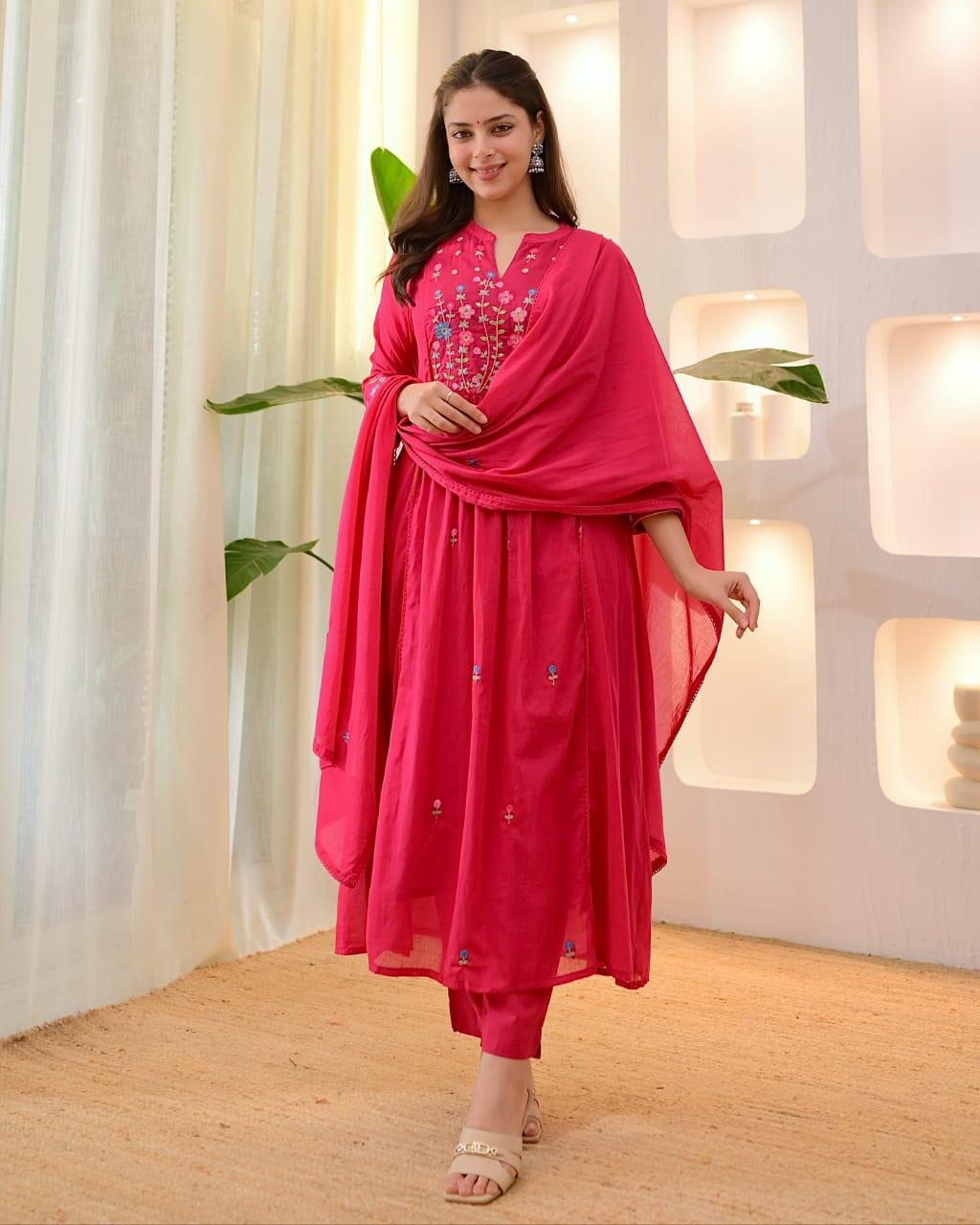 The Rubi Pink Anarkali Set