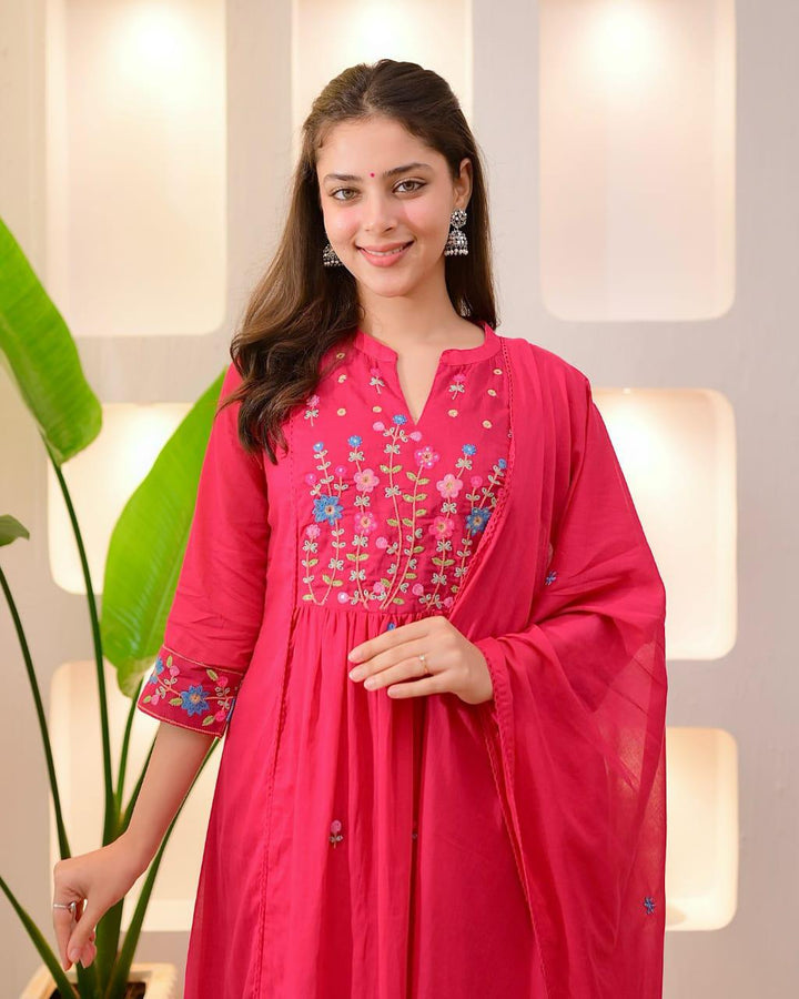 The Rubi Pink Anarkali Set