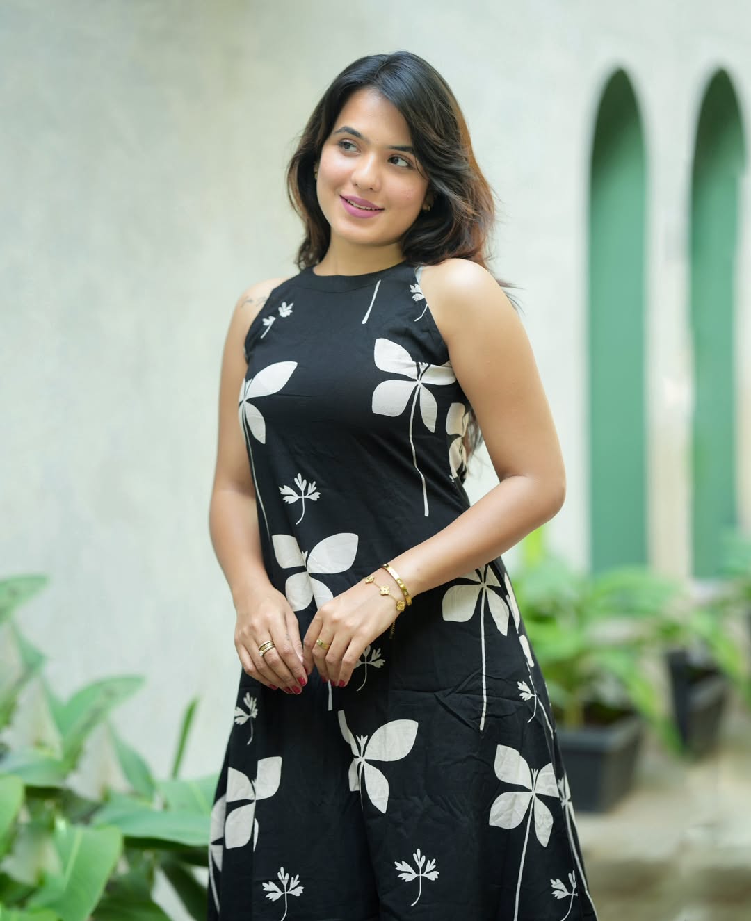 Black Floral Halter Neck Co-ord Set  Description: