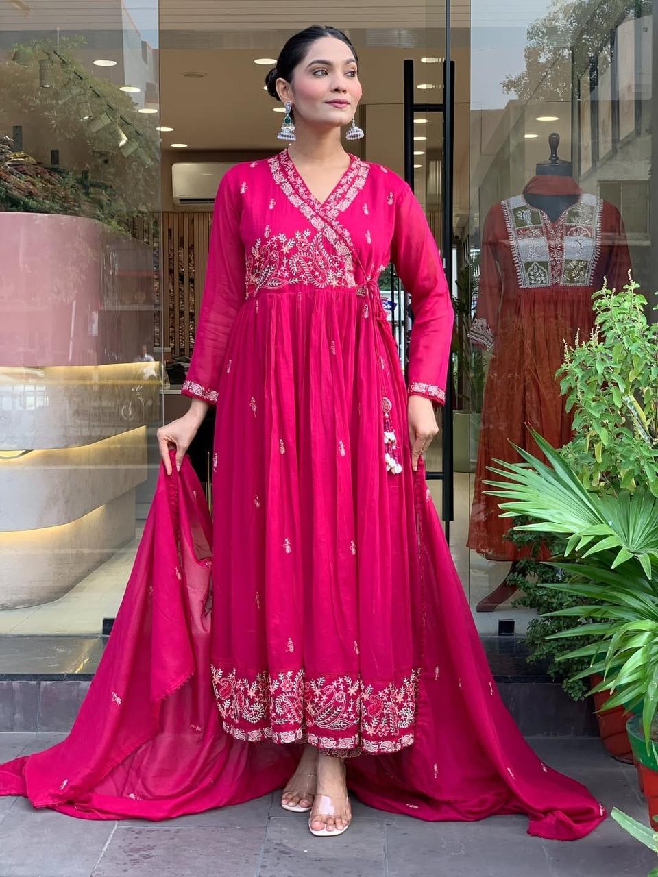 Graceful Pink Anarkali Kurta with Dupatta