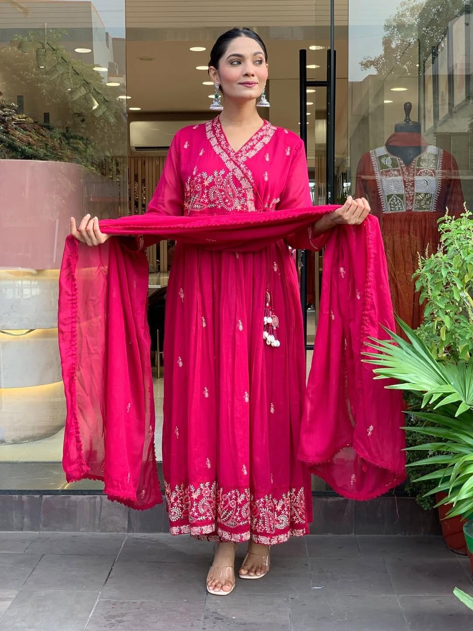 Graceful Pink Anarkali Kurta with Dupatta