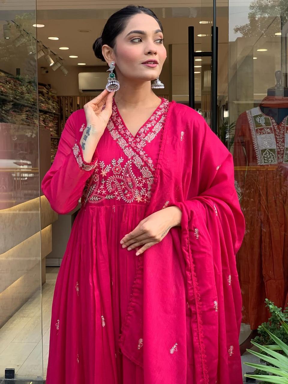 Graceful Pink Anarkali Kurta with Dupatta