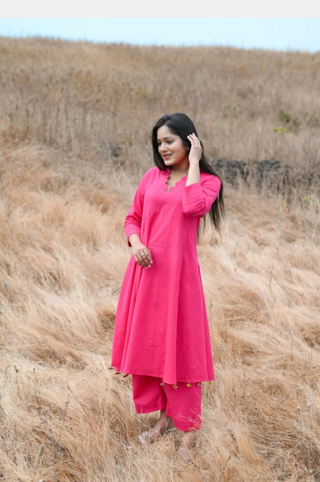 Elegant Pink Solid Kurta Set