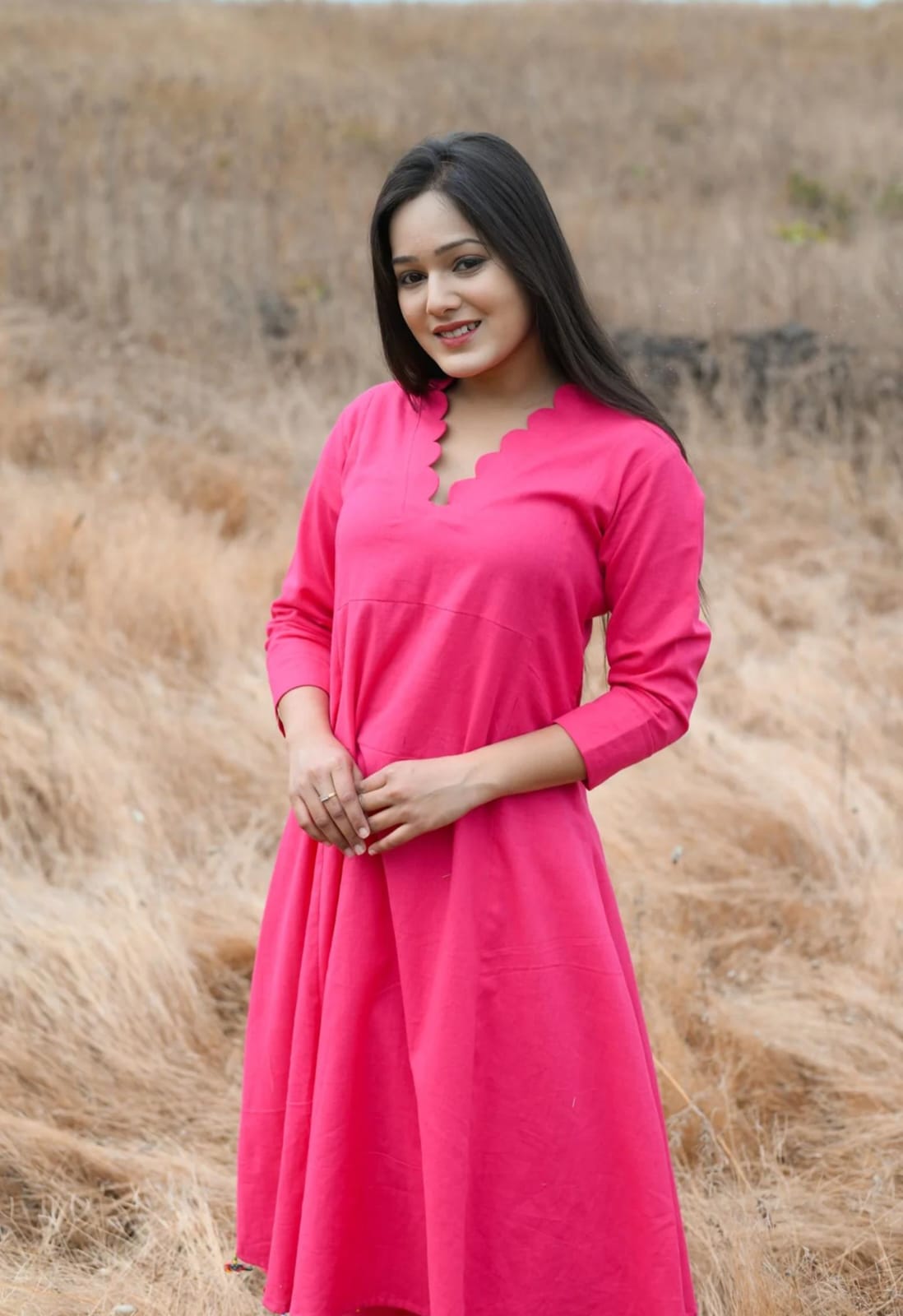 Elegant Pink Solid Kurta Set