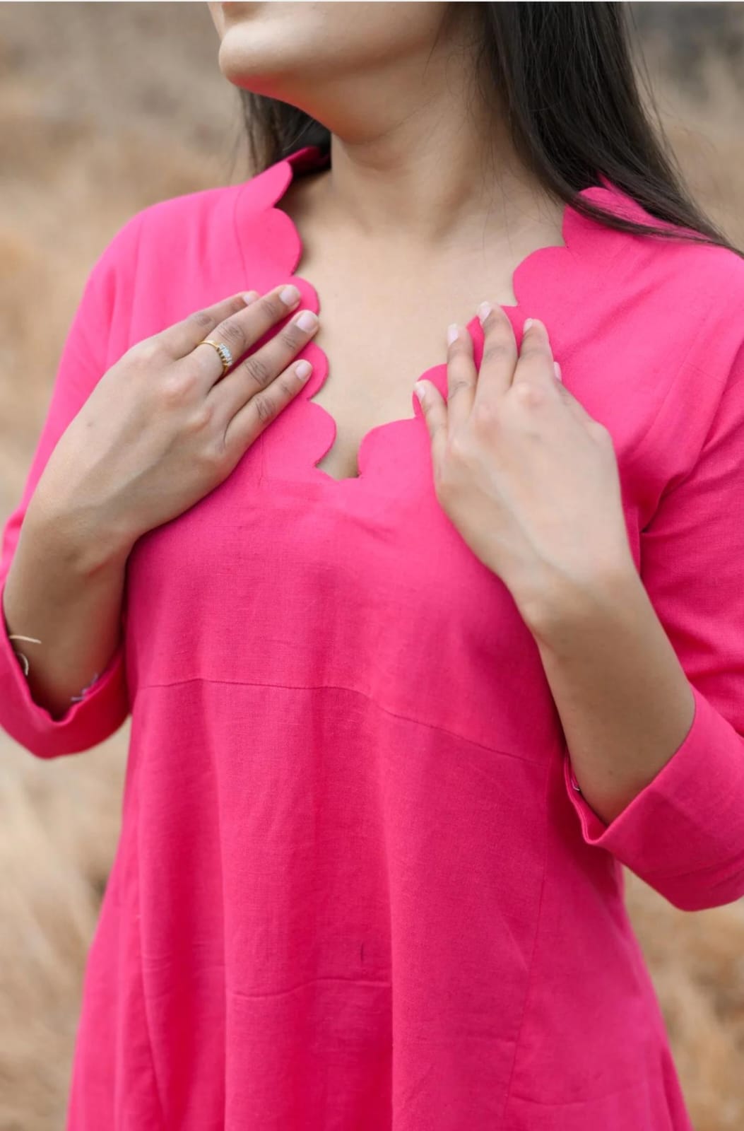 Elegant Pink Solid Kurta Set