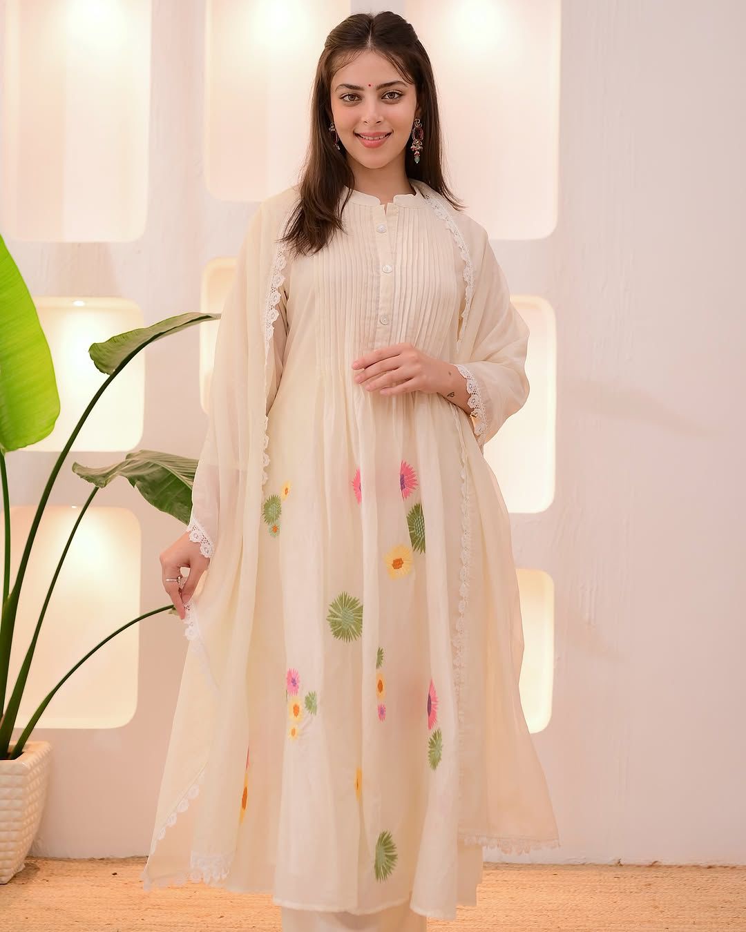Ivory Hand-Embroidered Cotton Kurta Set