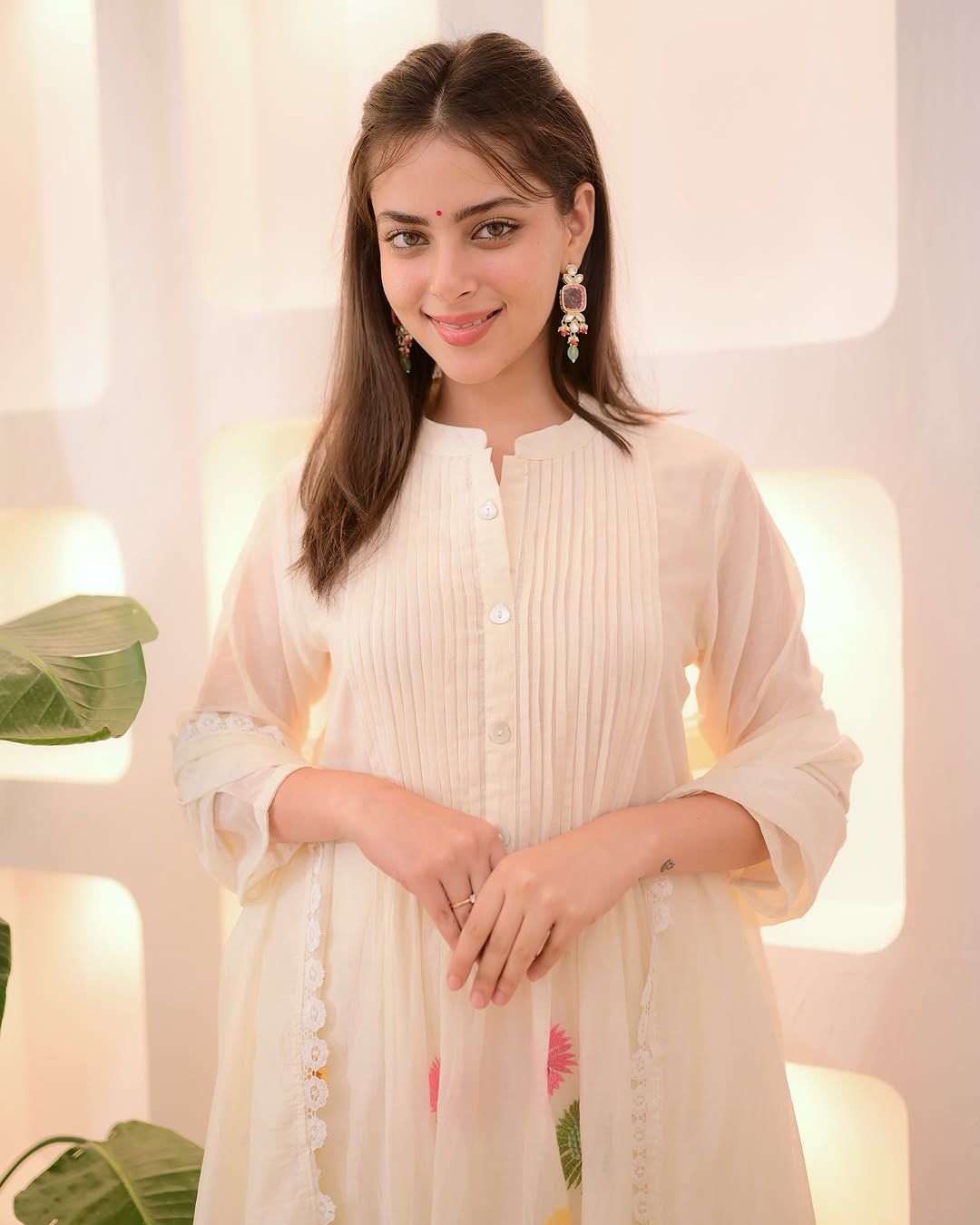 Ivory Hand-Embroidered Cotton Kurta Set