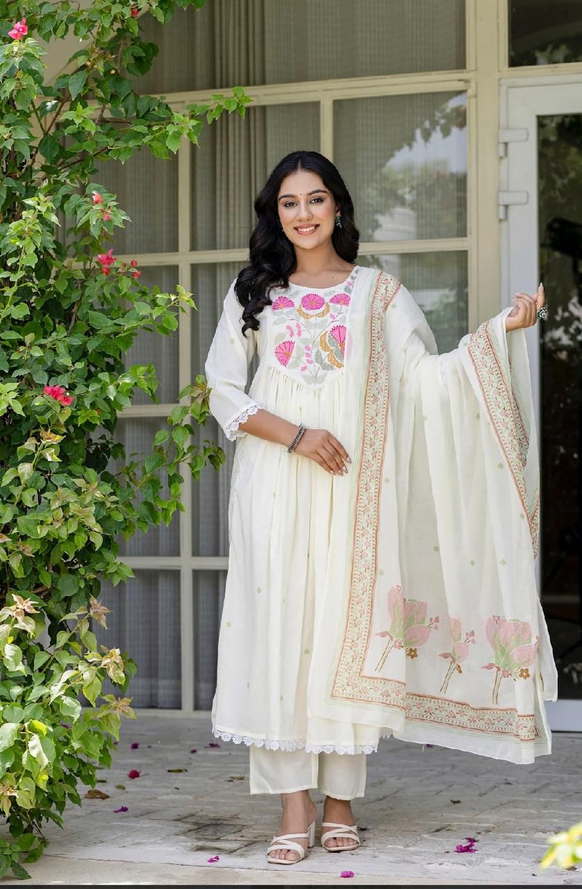 Ivory Grace Hand-Embroidered Suit Set