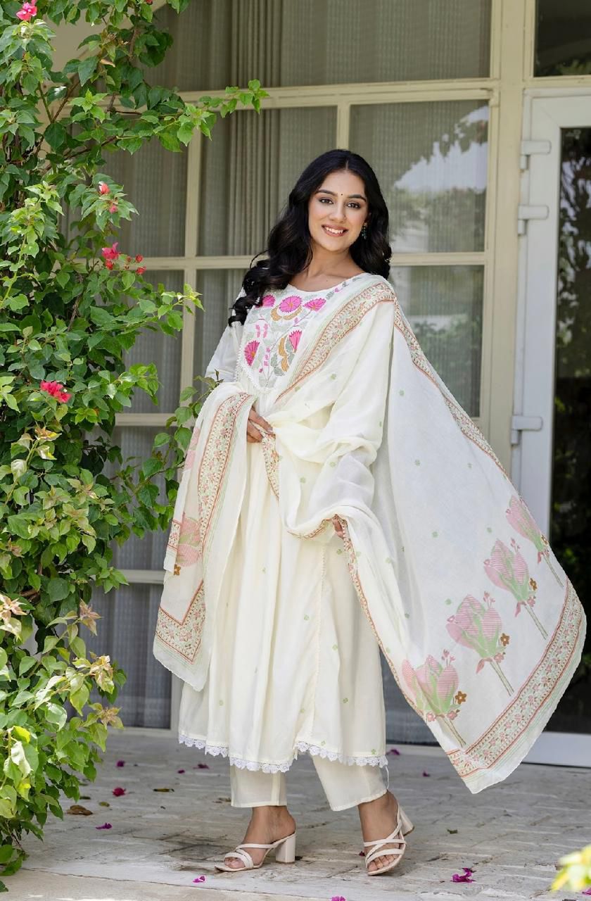Ivory Grace Hand-Embroidered Suit Set